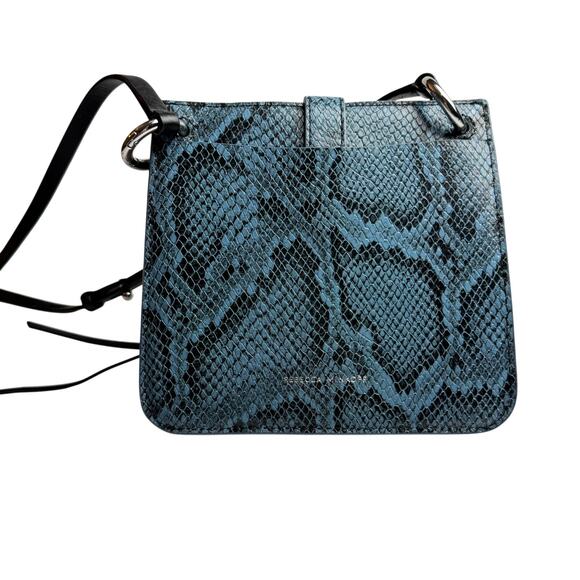 REBECCA MINKOFF Megan Mini Blue Python Leather Feed Bag $248 - Picture 5 of 9
